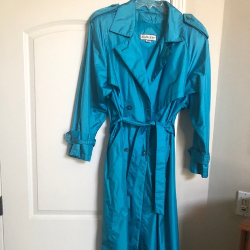 COPY - J. Gallery Aqua Raincoat/Trench Coat, Size 13-14